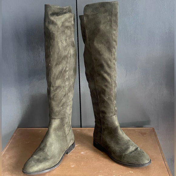 Nine West “Allair” Olive Sueded Knee-High Women's Boots - Picture 2 of 9